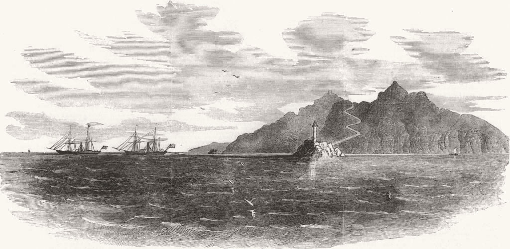 WALES. Laying cable, South Stack lighthouse, Holyhead 1852 old antique print